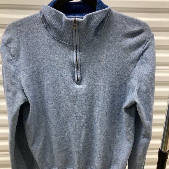 Cotton Cashmere Blend Banana Republic 1/2 Zip Blue Sweater - Picture 1 of 6